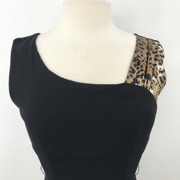 Cache Dress Womens 0 Black Animal Print Sleeveless Scoop Neck Lined Bodycon Zip - Picture 7 of 8